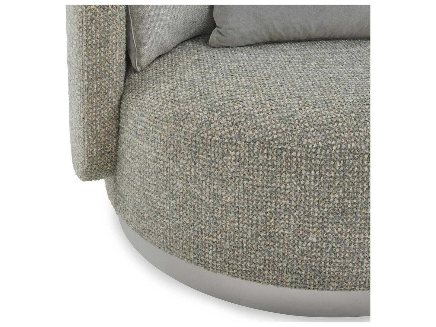 Soledad Swivel Lounger in Poplin Granite Fabric with Polished Stainless Steel Base