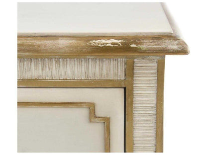 Mark McDowell Vallejo 2-Drawer Nightstand in Distressed Gold and Beluga
