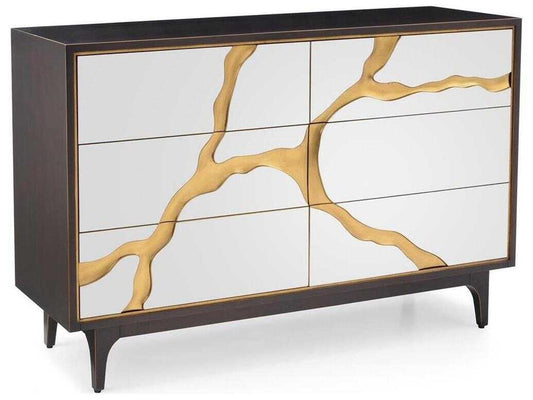 Mark McDowell Revne 6-Drawer Double Dresser Mirrored Smoked Oak