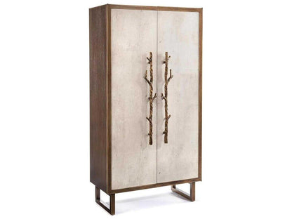 Hallwood Tall Cabinet Golden Oak with Tiza Gesso Doors