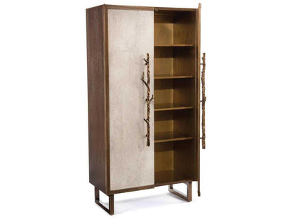 Hallwood Tall Cabinet Golden Oak with Tiza Gesso Doors