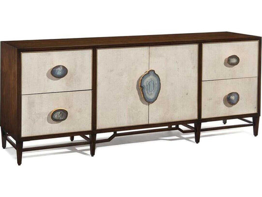 Mercia 4-Drawer 2-Door Credenza in American Black Walnut and Tiza Gesso