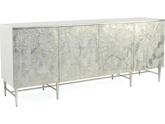 Gironde 84-Inch 4-Door Sideboard in White and Pewter Silver
