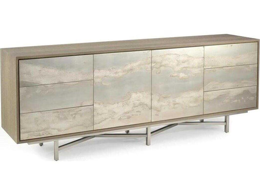 Audley American White Oak Sideboard with Truro Silver Leaf Front