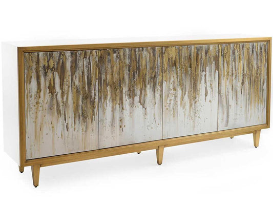 Ophelia 95-Inch Four-Door Sideboard in Beluga and Gold Coast Finish