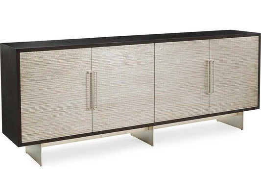 Saro 4-Door Credenza Sideboard in Espresso Celtis and Antique Silver