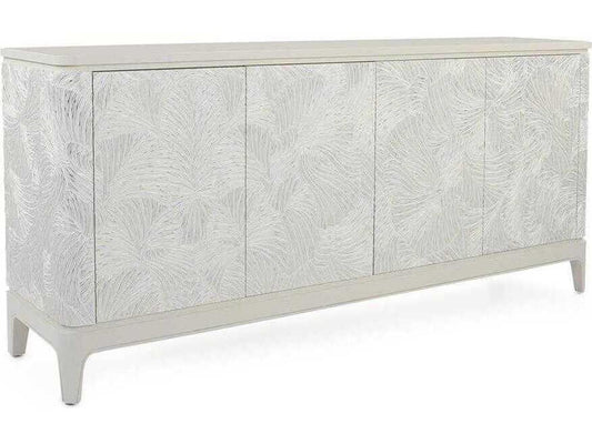 Ivory Palms 4-Door Beech Wood Sideboard in Silver Beluga and Ivory