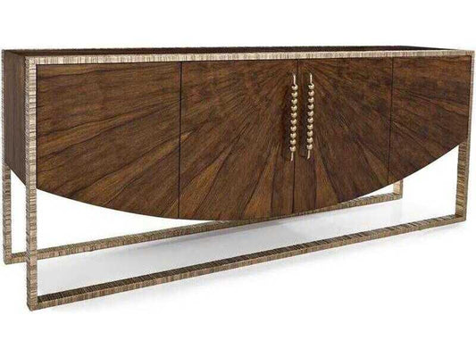 Korina 95 Inch Four Door Sideboard in Olive Brown and Valyrian Gold