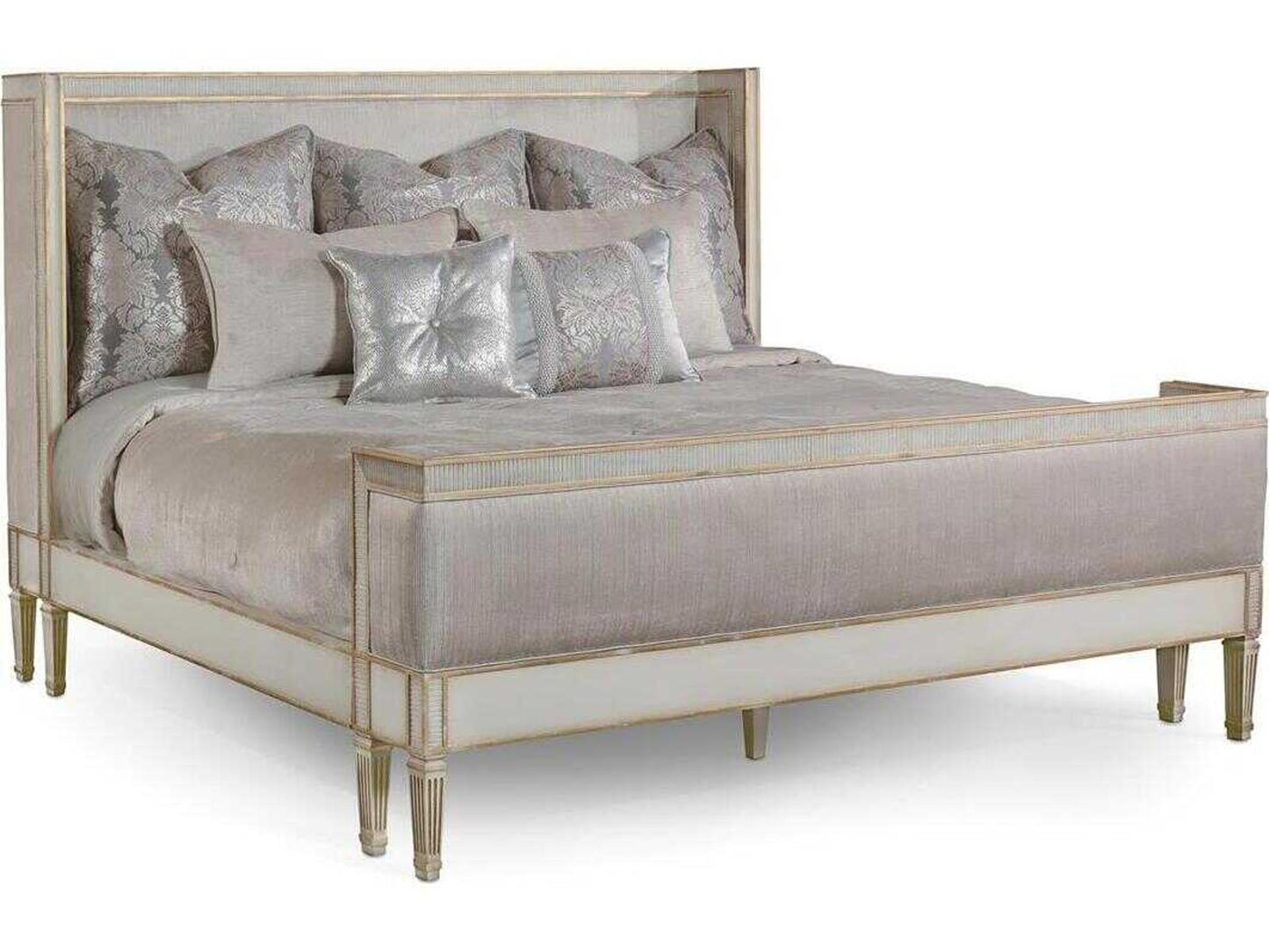 Vallejo King Platform Bed in Antique Beluga and Notre Dame Smoke Fabric