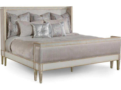 Vallejo King Platform Bed in Antique Beluga and Notre Dame Smoke Fabric
