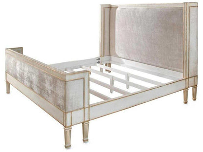 Vallejo King Platform Bed in Antique Beluga and Notre Dame Smoke Fabric