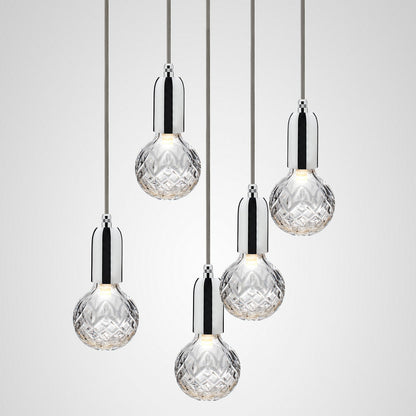 Crystal Bulb LED Multi-Light Pendant