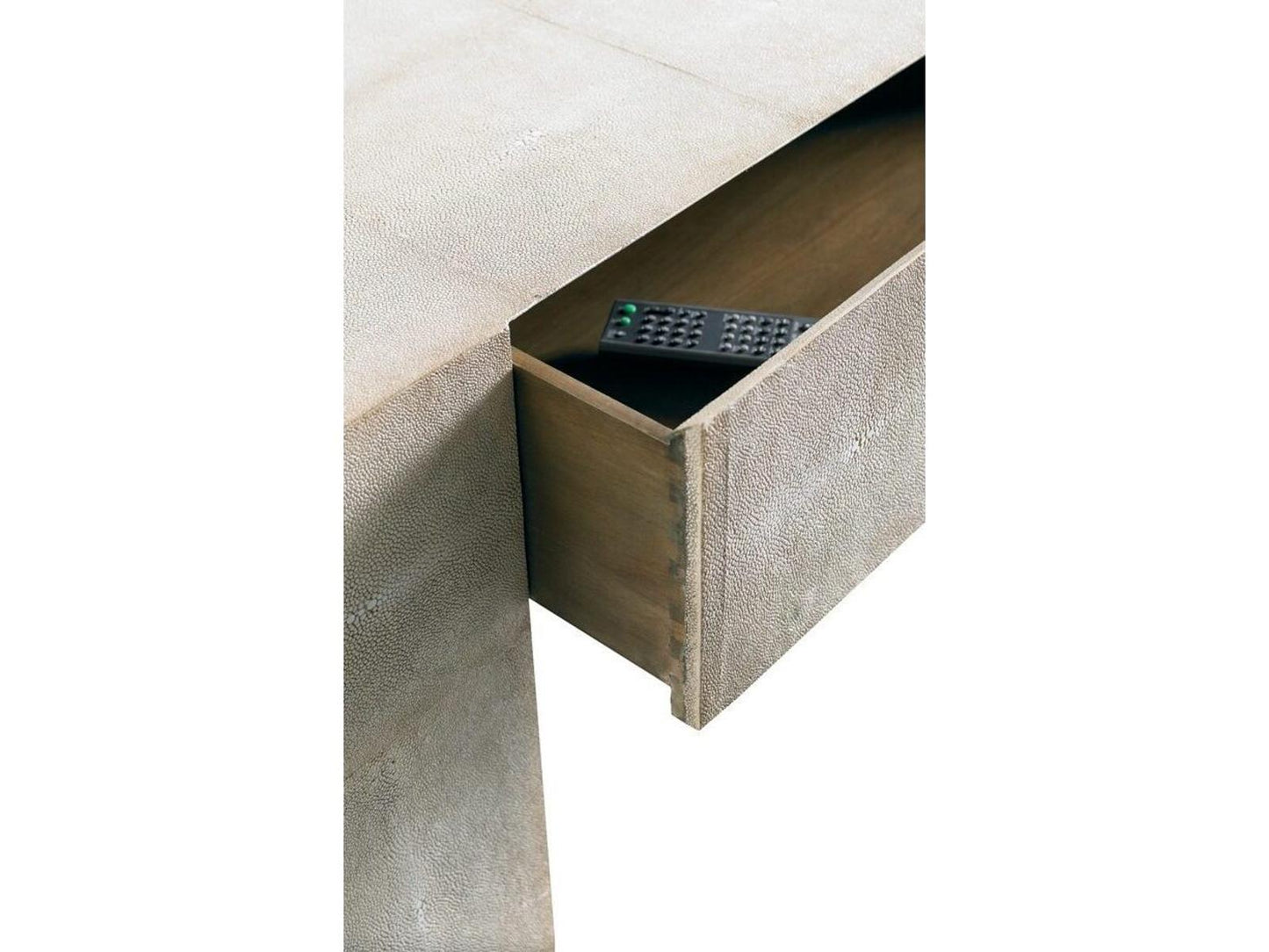 Gavin Square Coffee Table Pearl White Shagreen with Drawer