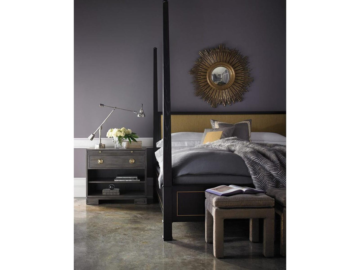 Andrea King Poster Bed in Sugar White Ash Wood with Removable Canopy