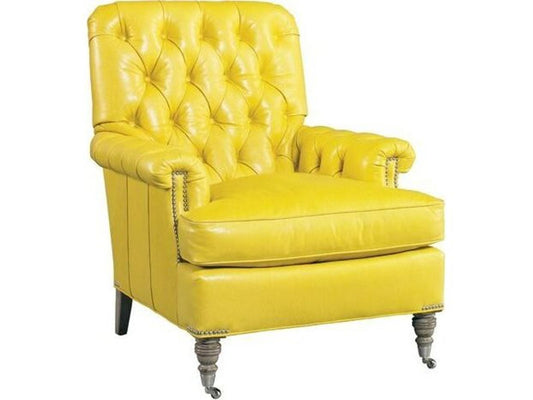 for Hickory White Blazer Leather Accent Chair with Tufted Arms and Casters