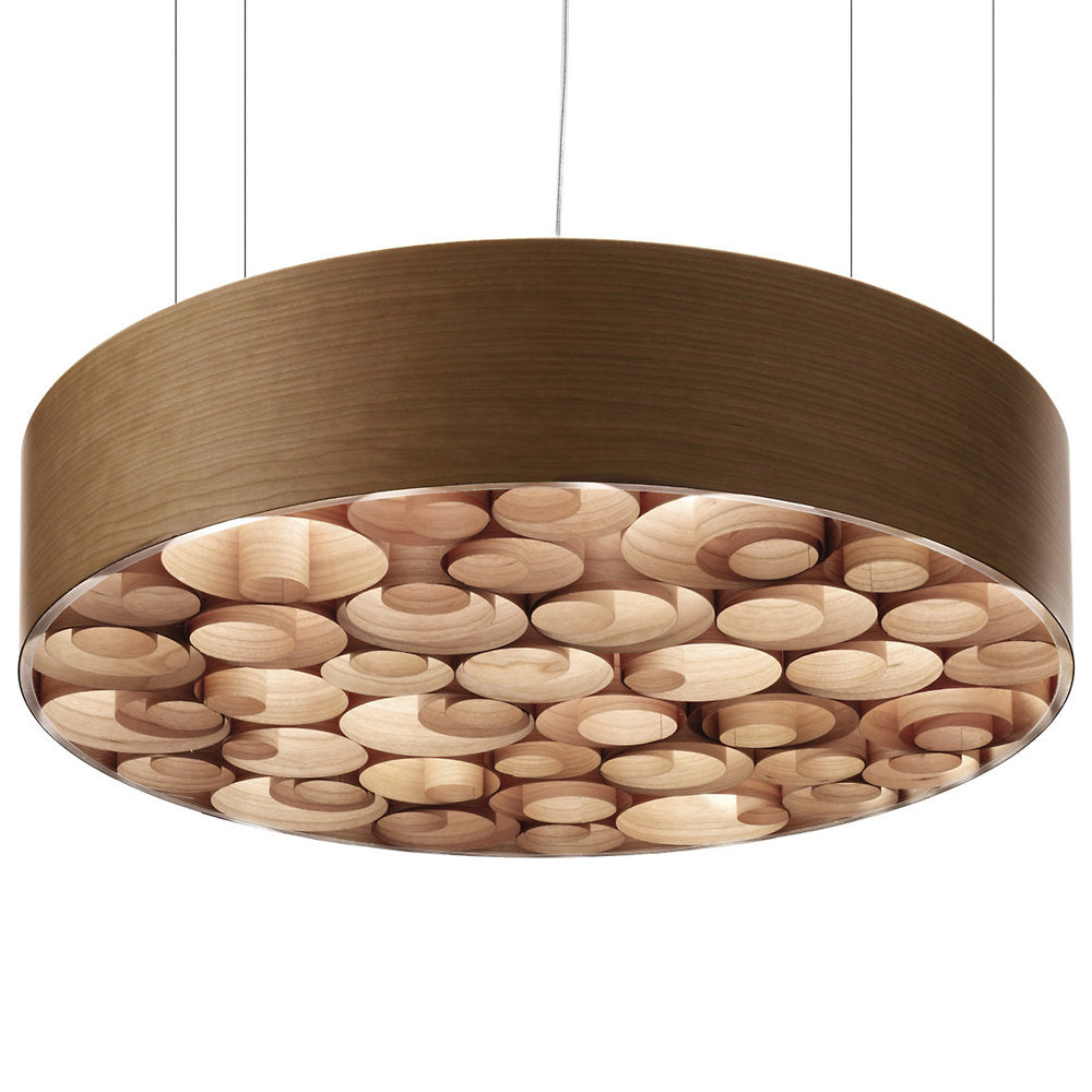 Spiro Solid Wood LED Drum Pendant