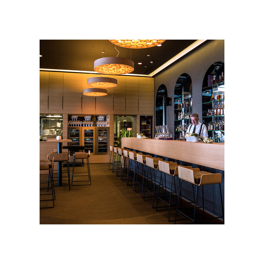 Spiro Solid Wood LED Drum Pendant