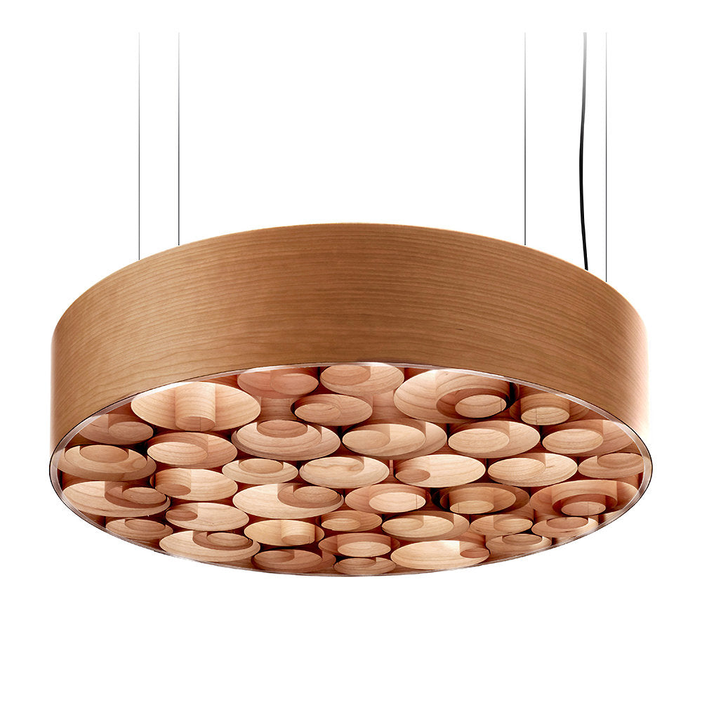 Spiro Solid Wood LED Drum Pendant