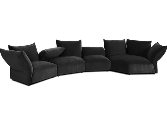 Tobago 4-Piece Chaise Facing Left Upholstered Sectional Sofa Carbon Black