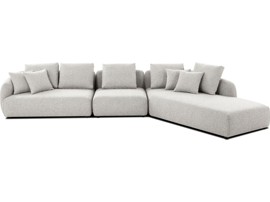 Saba 3-Piece Oat Tweed Fabric Sectional Sofa