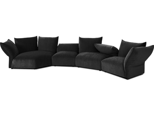 Tobago 4-Piece Modular Fabric Sectional Sofa in Carbon Black