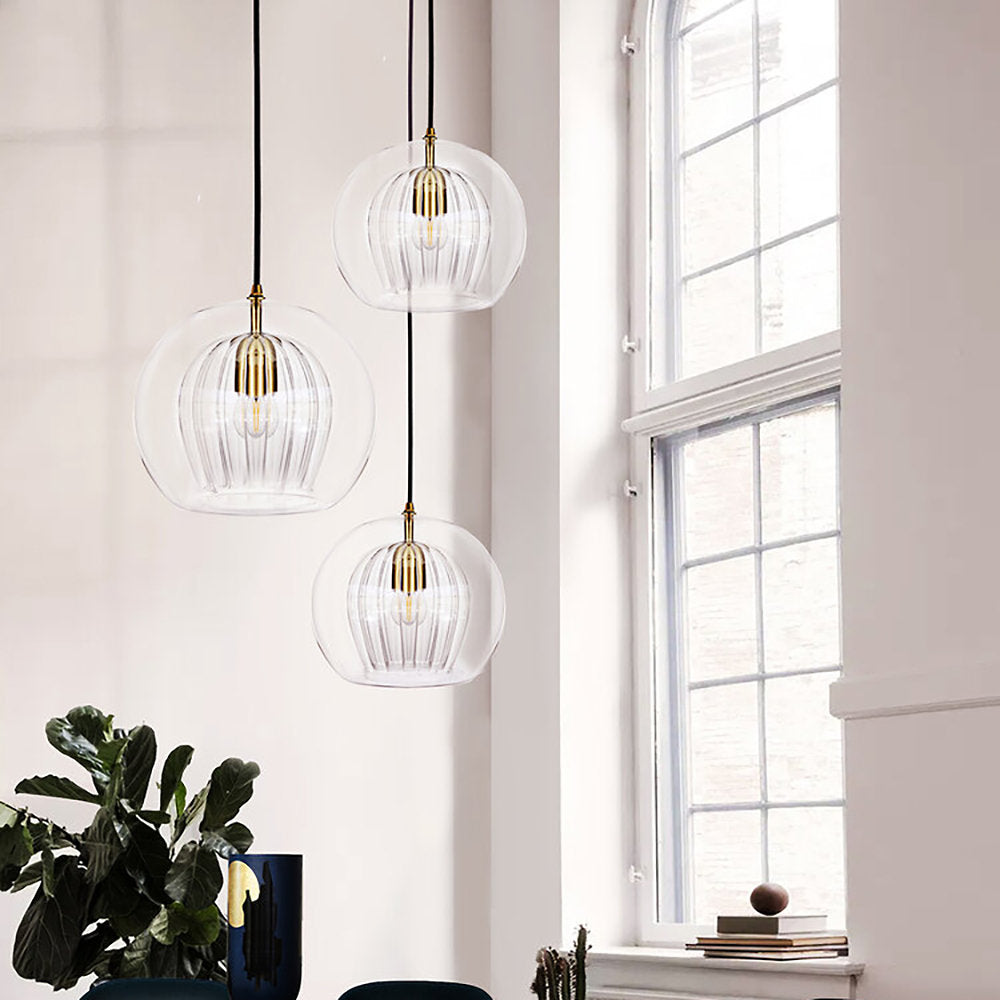 Pleated Crystal Multi-Light Pendant