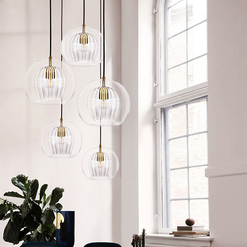 Pleated Crystal Multi-Light Pendant
