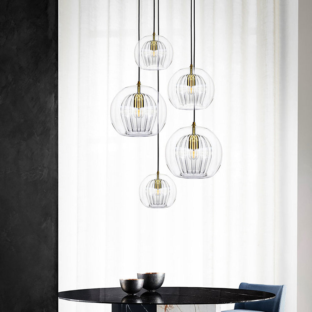 Pleated Crystal Multi-Light Pendant