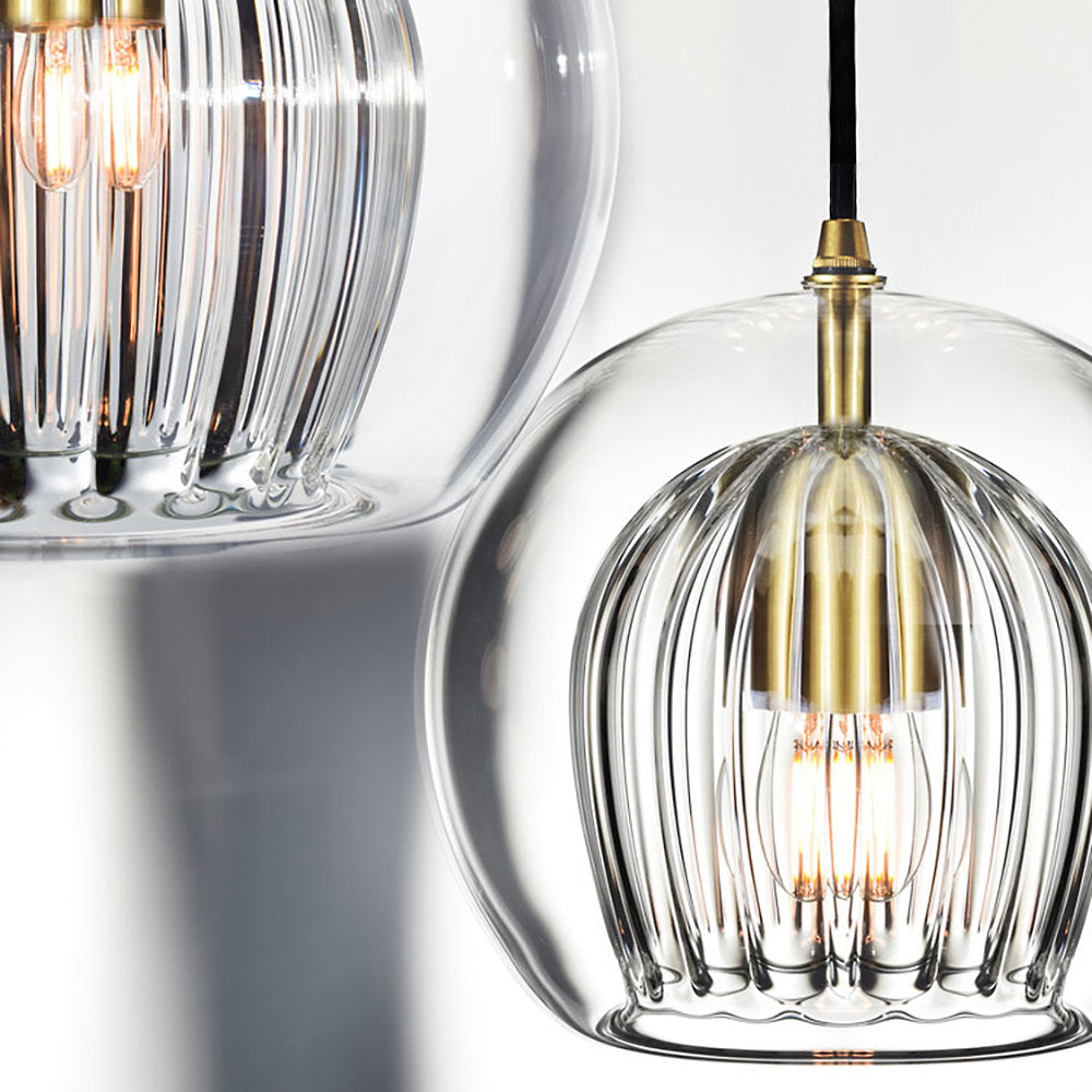 Pleated Crystal Multi-Light Pendant