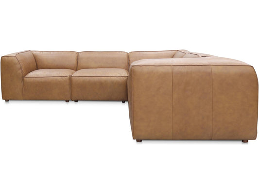 Form 5-Seat Full Top-Grain Leather Sectional Sofa in Sonoran Tan