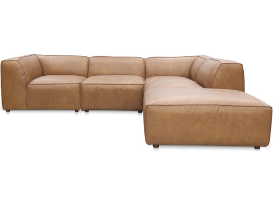 Form 5-Seat Modular Brown Leather Sectional Sofa
