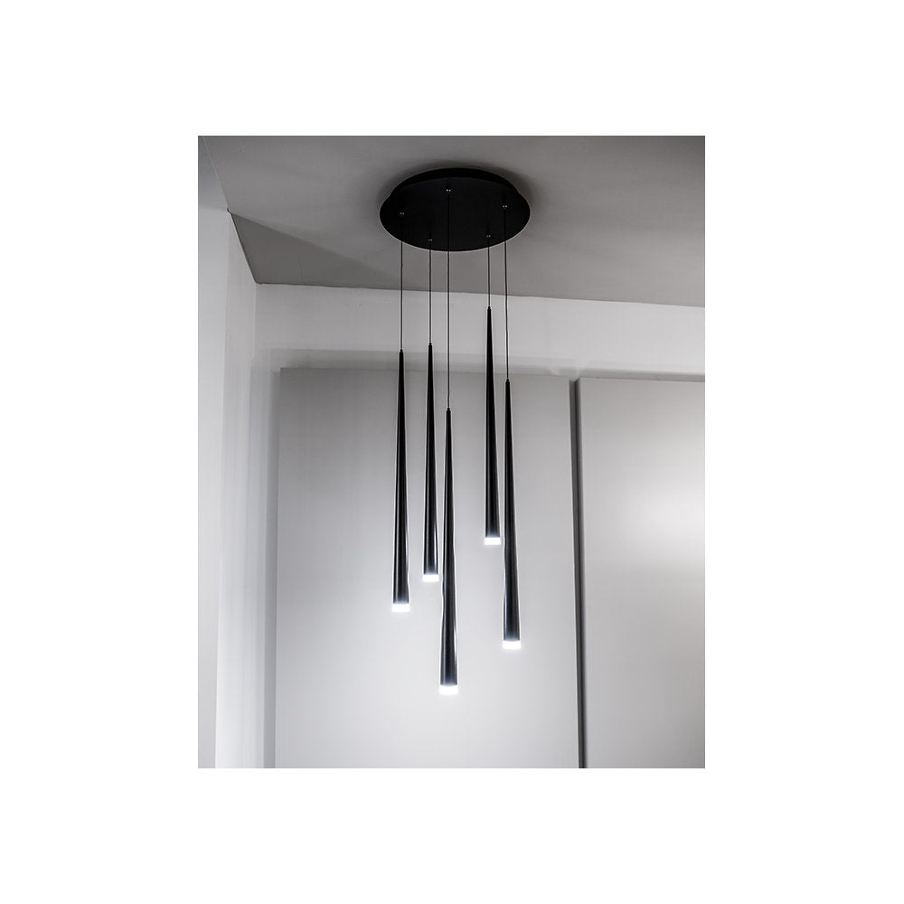 Cascade Etched Glass Round Multi-Light Pendant