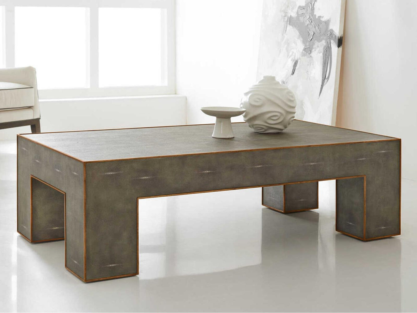 Roland Rectangular Coffee Table Smoked Grey Shagreen