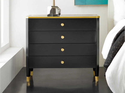 Niles 4-Drawer Nightstand with Black Marble Top and Ebony Finish