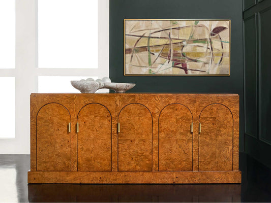 Arches 81-Inch Burlwood Brass Sideboard