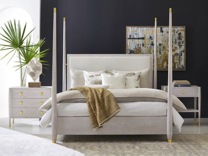 Concourde Gray Upholstered King Poster Bed