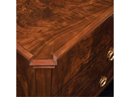 Connery 3-Drawer Walnut Veneer Nightstand with Brass Pulls