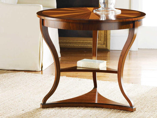 Regency Round Wood End Table with Storage in Rosewood