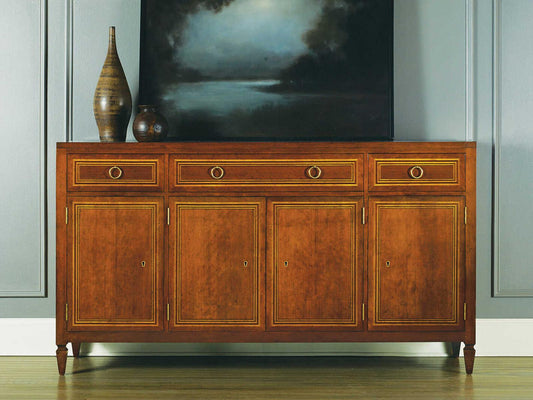 Milan 76-Inch Fruitwood Sideboard with Solid Brass Hardware