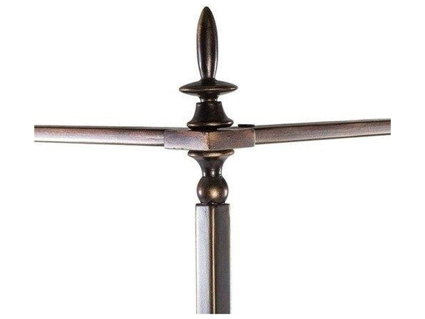 Bronze Metal Queen Canopy Bed with Neutral Linen Upholstery