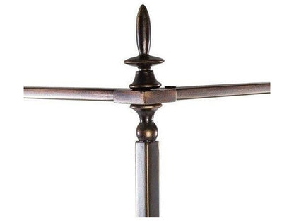 Bronze Metal Queen Canopy Bed with Neutral Linen Upholstery