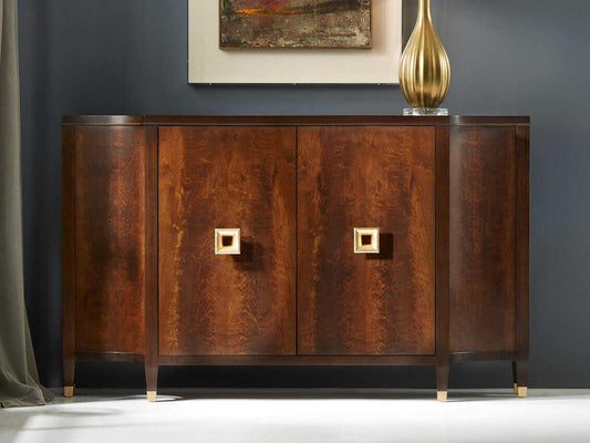 Barcelona 62-Inch Walnut Wood Sideboard with Gold Leaf Hardware