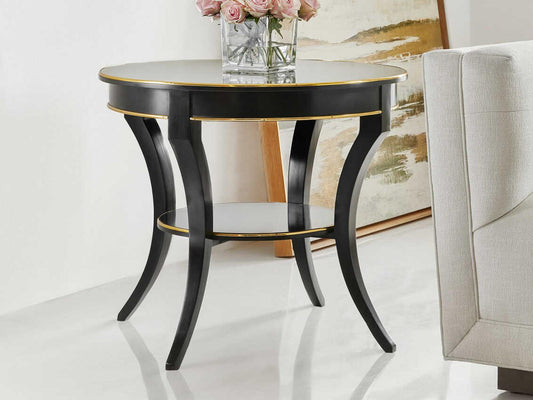 Covington Round Wood End Table with Ebony Painted Finish