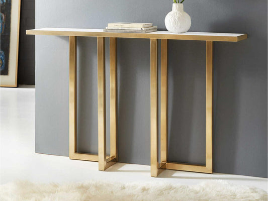 MHX Rectangular Console Table Acrylic Top Satin Brass Finish