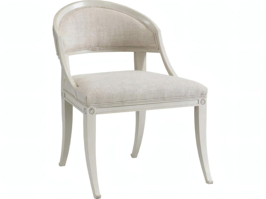 Inese Upholstered Armless Dining Side Chair in White Hardwood
