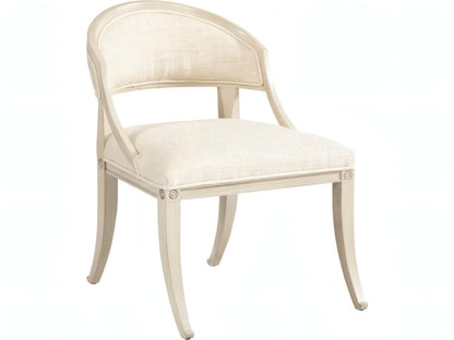 Inese Upholstered Armless Dining Side Chair in White Hardwood