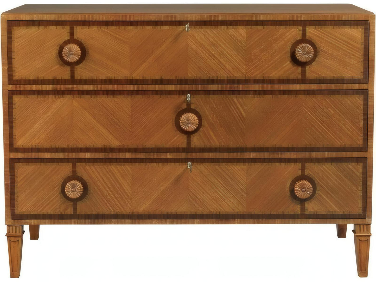 Exotic 3-Drawer Mahogany and Rosewood Dresser in Brown