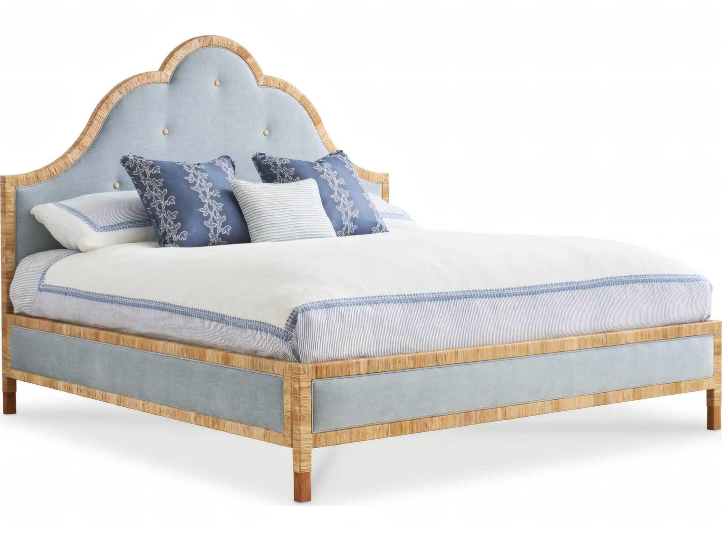 Sloane Upholstered King Panel Bed with Brown Hardwood
