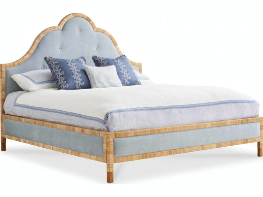 Sloane Upholstered King Panel Bed with Brown Hardwood