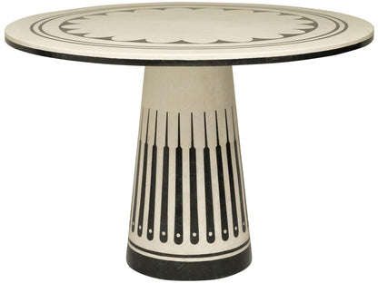 Stoneham Round Honed White Agate And Black Waxstone Center Table